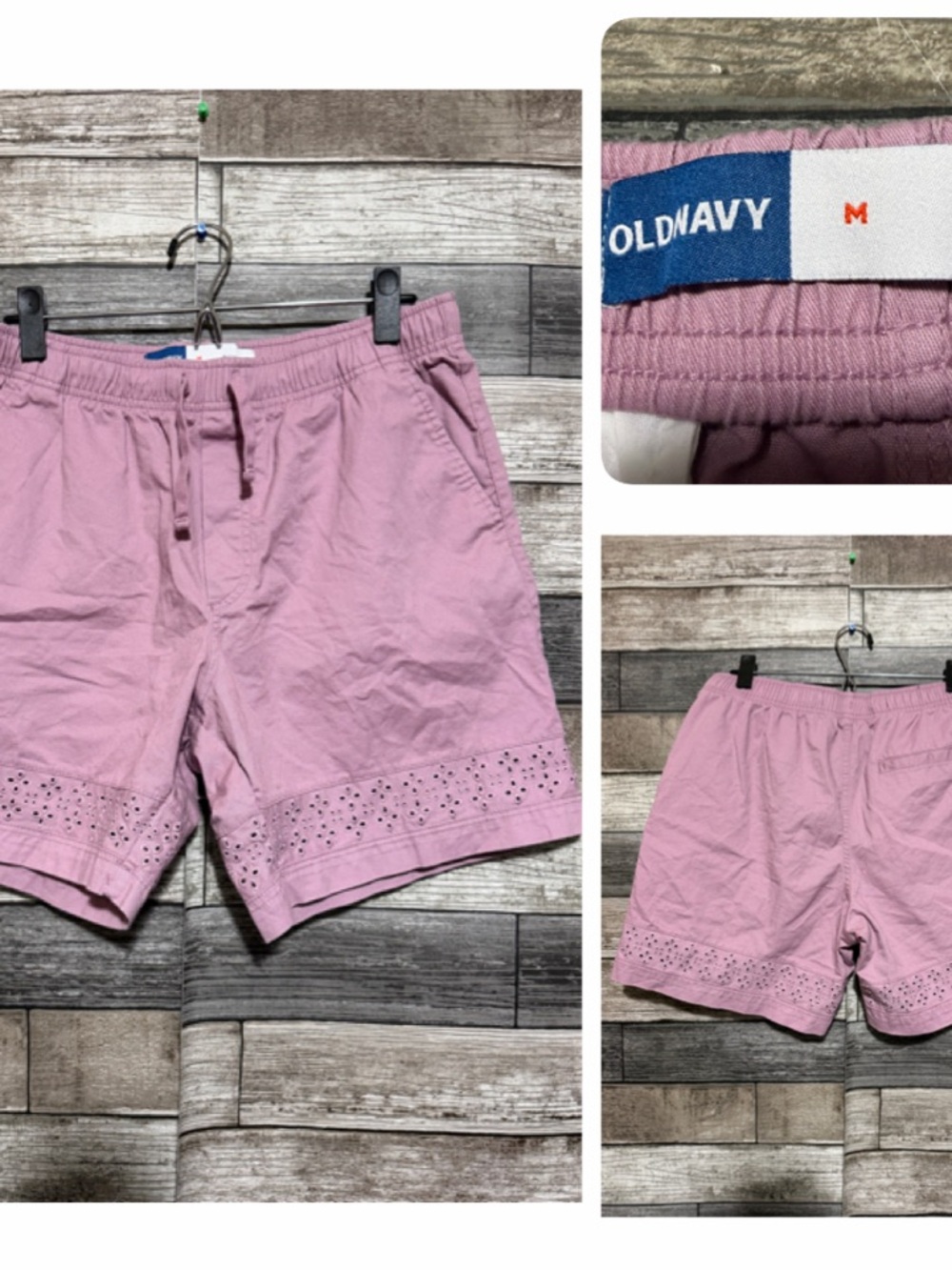 Old Navy Built-In Flex Chino Shorts Drawstring Elastic Waist Men’s M Pink Purple